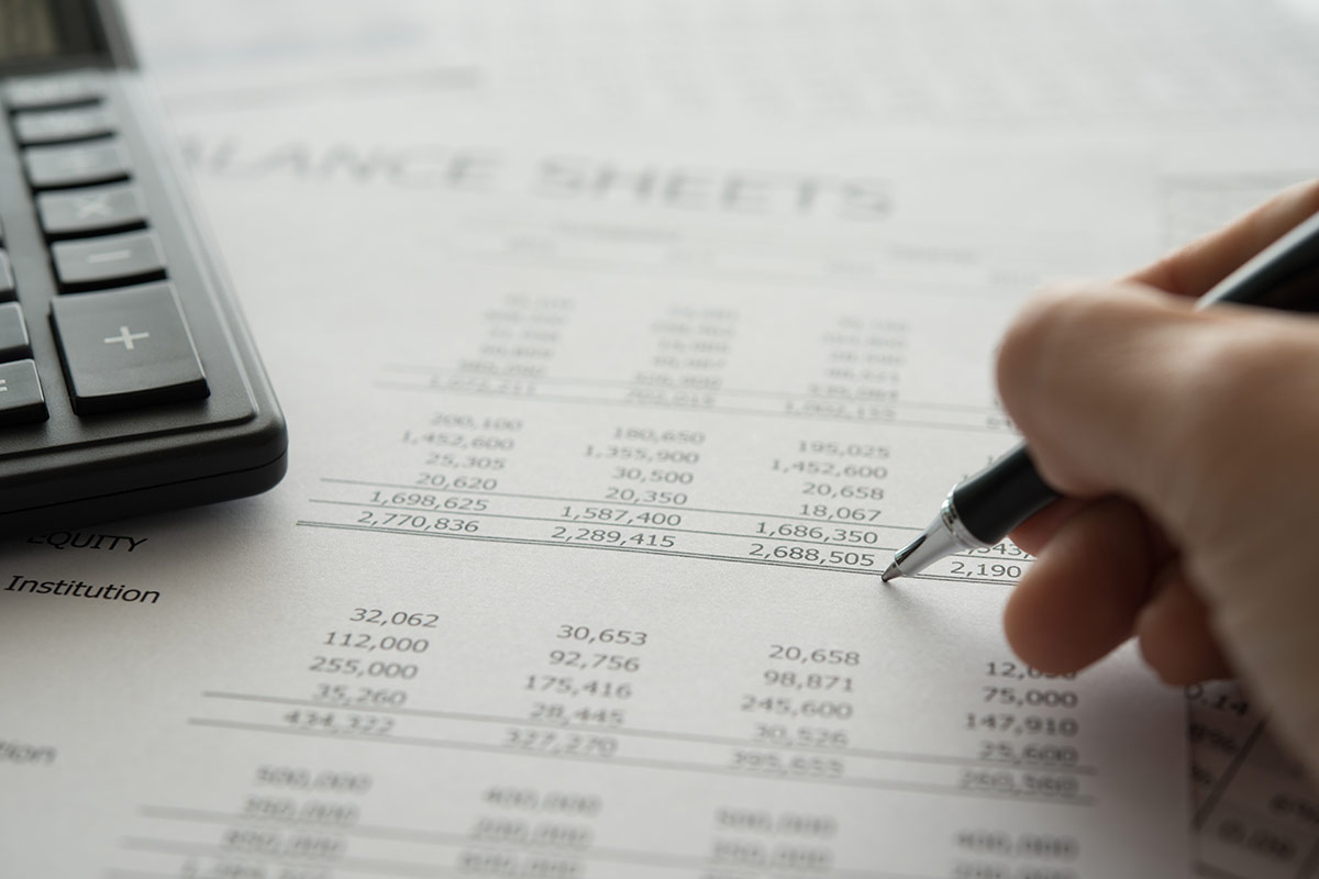 calculator and balance sheets