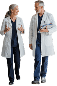 Two veterinarians in white coats